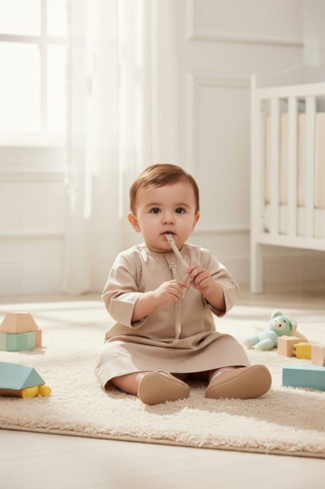 Beige baby Ramadan Marokkaanse Thobe Robe Emirati Eid Jubba LFS-B-TT001 - Image 1
