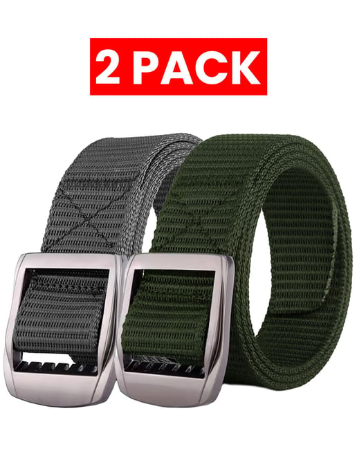 Enzo | 2-Pack Heren Canvasriem - Grijs & Khaki - Image 1