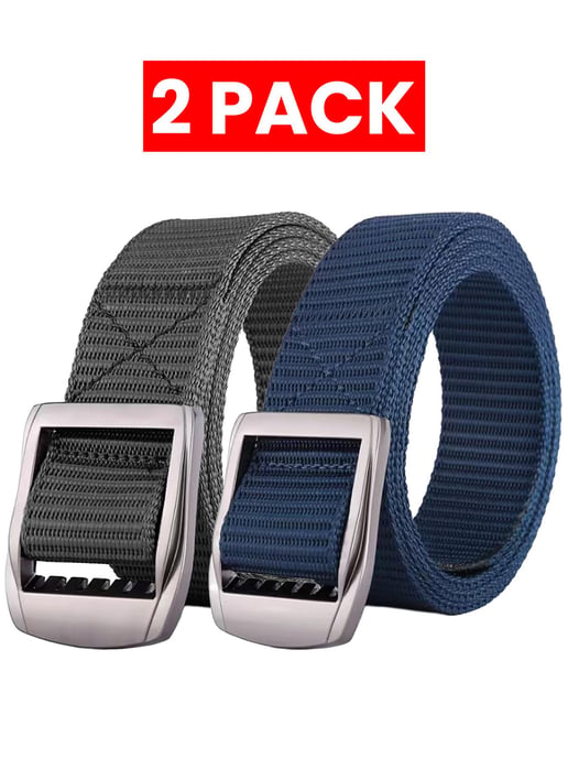 Enzo | 2-Pack Heren Canvas Riemen - Grijs & Marineblauw - Image 1