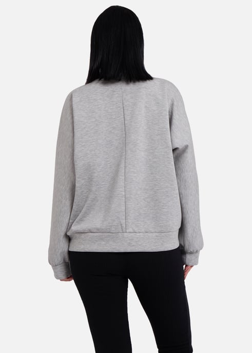 Grijze oversized trui met strik aan de voorkant - Image 4