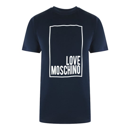 Love Moschino Box Logo Marineblauw T-shirt - Image 1