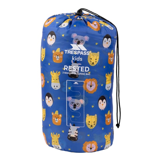 Trespass Slaapzak voor kinderen/kinderen met dierenprint voor 2 seizoenen (Blauw/multikleurig) - Image 4