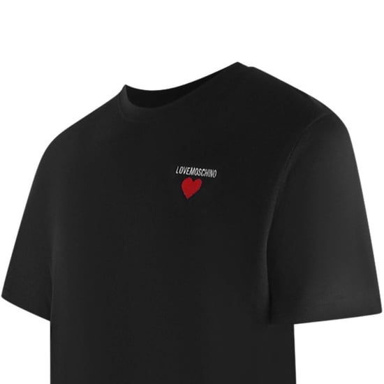 Love Moschino T-shirt Met Klein Hartlogo, Zwart - Image 3