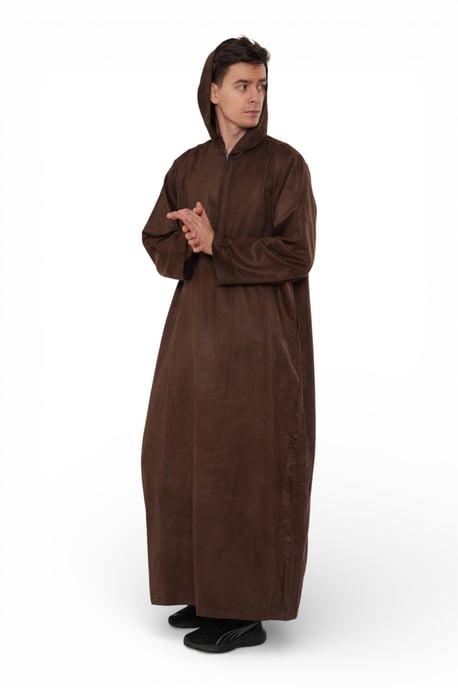 Heren Eid Bruin Marokkaanse Jubba Robe Ramadan Eid Thobe met capuchon - HM12 - Image 3