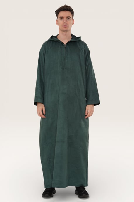 Heren groene Eid Marokkaanse Jubba gewaad Ramadan Eid Thobe LFS met capuchon - HM12 - Image 2