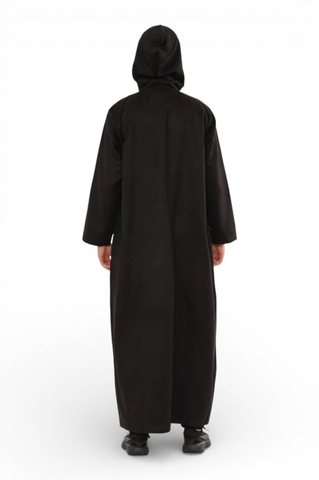 Heren Eid Zwart Marokkaanse Jubba Robe Ramadan Eid Thobe met capuchon - HM12 - Image 5