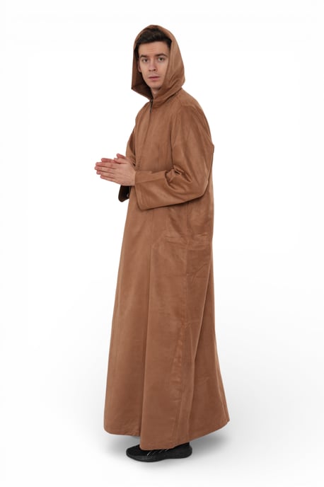 Heren bruine Eid Marokkaanse Jubba Robe Ramadan Eid Thobe LFS met capuchon - HM12 - Image 5