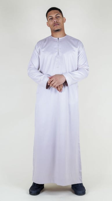 Beige Thobe-gewaad voor heren, satijn, Emirati-islamitische Jubba Eid, normale pasvorm - Image 1