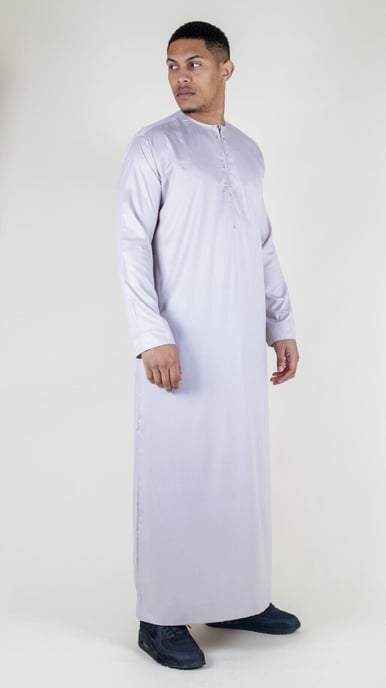 Beige Thobe-gewaad voor heren, satijn, Emirati-islamitische Jubba Eid, normale pasvorm - Image 2