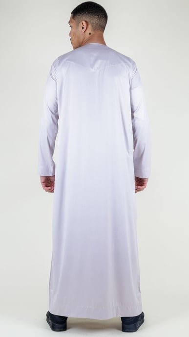 Beige Thobe-gewaad voor heren, satijn, Emirati-islamitische Jubba Eid, normale pasvorm - Image 3