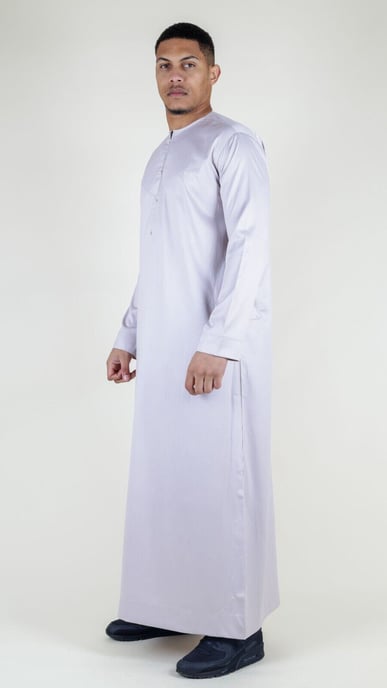 Beige Thobe-gewaad voor heren, satijn, Emirati-islamitische Jubba Eid, normale pasvorm - Image 4