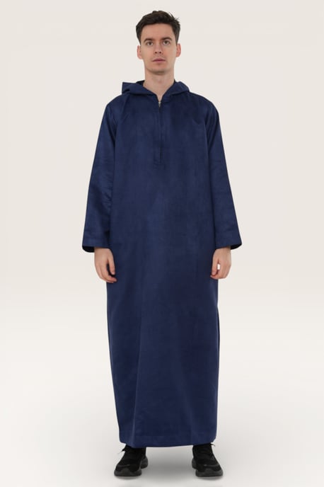 Heren Marine Eid Marokkaanse Jubba Robe Ramadan Eid Thobe LFS met capuchon - HM12 - Image 2