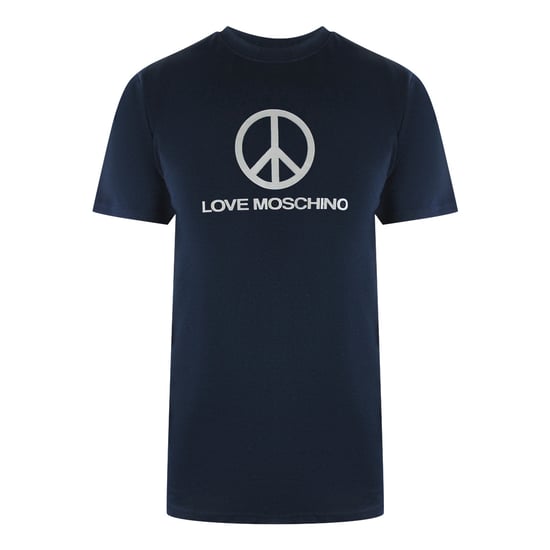 Love Moschino Peace Logo Marineblauw T-shirt - Image 1