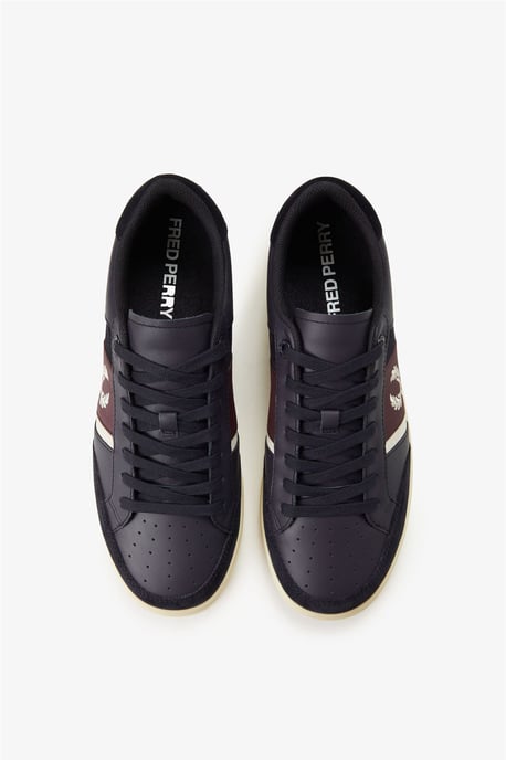 Fred Perry B725 Leer Suède Heren Sneakers Marine/Ecru/Dieprood - Image 6