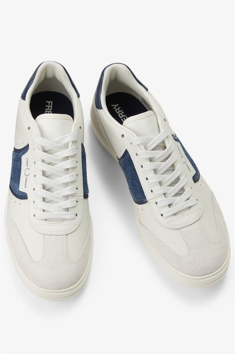 Fred Perry B4 Textured Leder/Suède Heren Porselein/Blaue Sneakers - Image 3