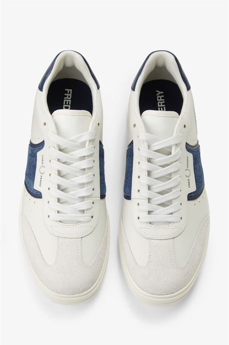 Fred Perry B4 Textured Leder/Suède Heren Porselein/Blaue Sneakers - Image 6