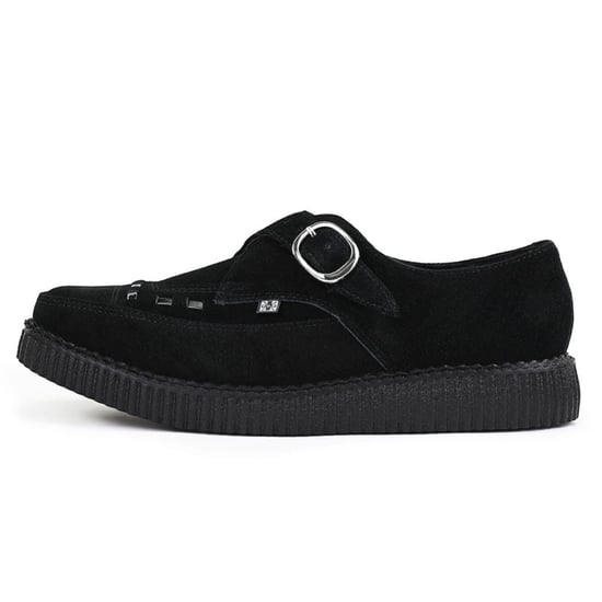 TUK Pointed Creeper Black Suede Monk Buckle Platform Shoes - A8139 - Image 3