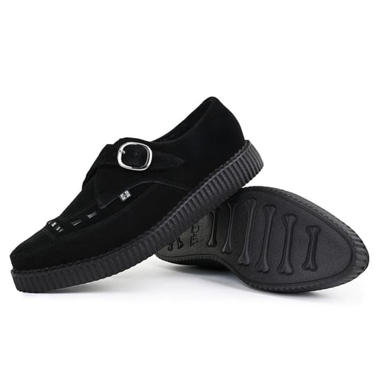 TUK Pointed Creeper Black Suede Monk Buckle Platform Shoes - A8139 - Image 4