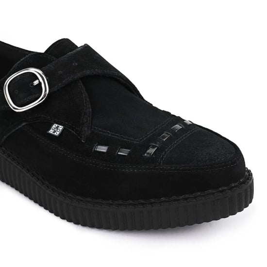 TUK Pointed Creeper Black Suede Monk Buckle Platform Shoes - A8139 - Image 6