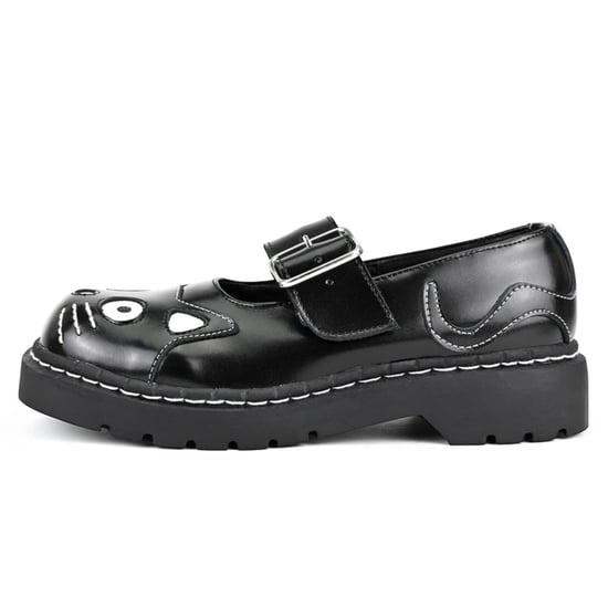 TUK Dames Mary Jane Kitty Zwarte Leren Platform Goth Schoenen - T2025 - Image 3