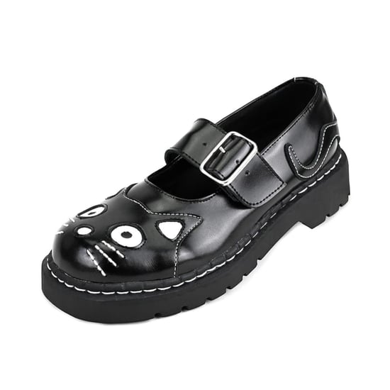 TUK Dames Mary Jane Kitty Zwarte Leren Platform Goth Schoenen - T2025 - Image 4