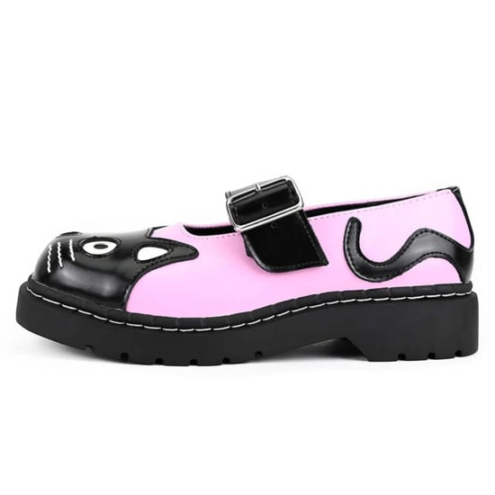 TUK Dames Mary Jane Kitty Roze Zwarte Leren Platform Goth Schoenen - T2344 - Image 3