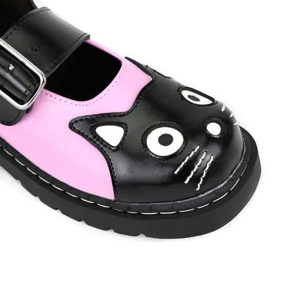 TUK Dames Mary Jane Kitty Roze Zwarte Leren Platform Goth Schoenen - T2344 - Image 6
