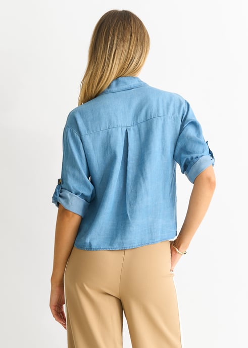 Blauw denim oversized boxy shirt - Image 4