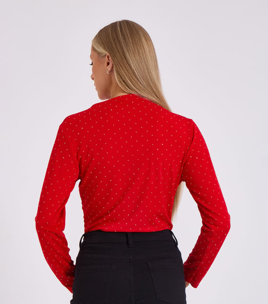 Rode Diamante Stud Cowl Front Bodysuit - Image 4