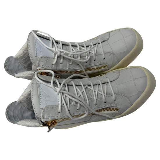 Giuseppe Zanotti hoge sneakers met krokodillenprint in grijs leer - Image 5