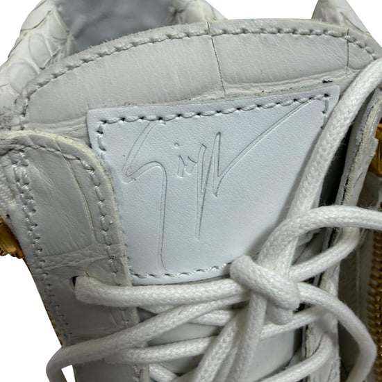 Giuseppe Zanotti hoge sneakers met krokodillenprint in grijs leer - Image 6
