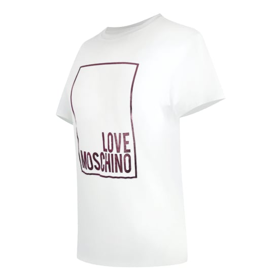 Love Moschino Shiny Box Logo Wit T-shirt - Image 3