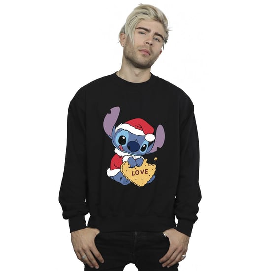Disney Heren Lilo And Stitch Kerstmis Love Biscuit Sweatshirt (Zwart) - Image 2