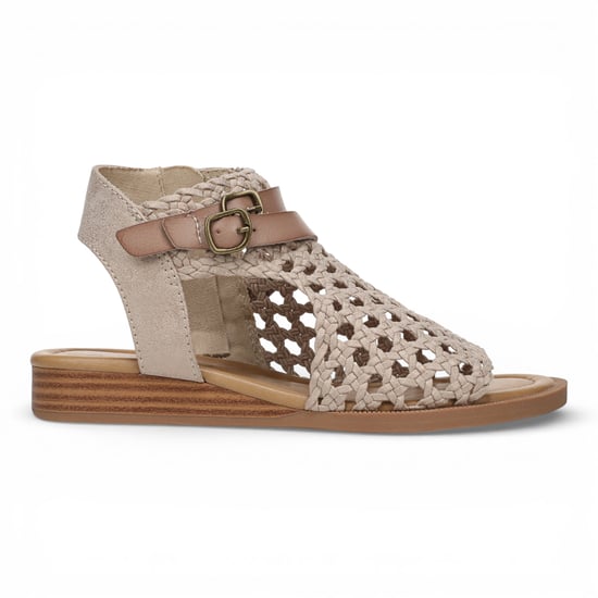 Blowfish Malibu Dames Golden Beige Weave Micro Wedge Sandals - Anuella - Image 1