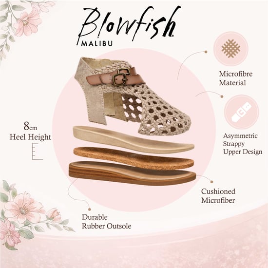 Blowfish Malibu Dames Golden Beige Weave Micro Wedge Sandals - Anuella - Image 2