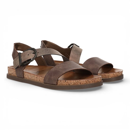 Blowfish Malibu Dames bruin zilveren voetbed met bandjes platte sandalen - Lance - Image 3