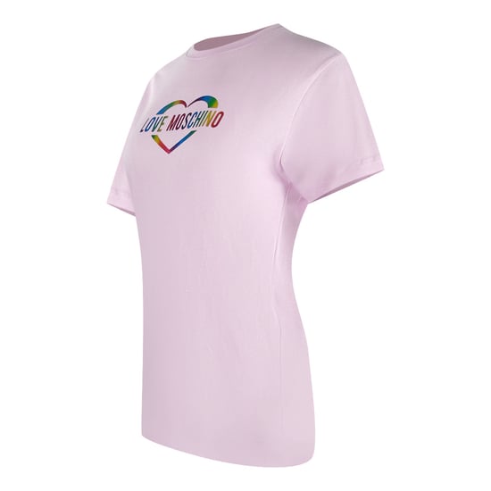 Love Moschino Multi Colour Heart Logo Pink T-shirt - Image 3