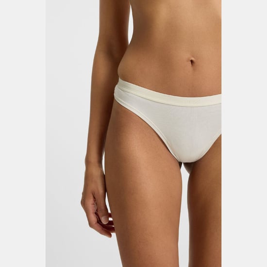 Dames Boss 3-pack stringtanga's met logo en tailleband in diverse kleuren. - Image 3