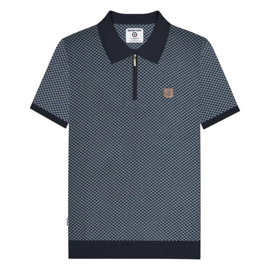 Lambretta Heren Gebreide Kwart Rits Poloshirt (Marineblauw) - Image 1
