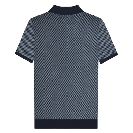 Lambretta Heren Gebreide Kwart Rits Poloshirt (Marineblauw) - Image 2