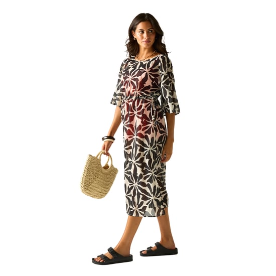 Regatta Dames/Dames Avorno Abstract Bloemen Kaftan (Zwart, Wit) - Image 5