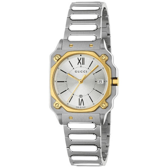 Gucci YA166506 G-Flat Zilveren Wijzerplaat Unisex Horloge - Image 1