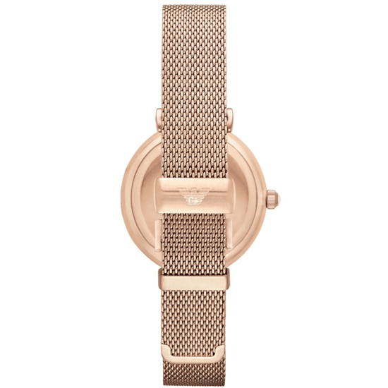 Emporio Armani AR1956 Gianni T-Bar Dames Roze Goud Mesh Horloge - Image 2