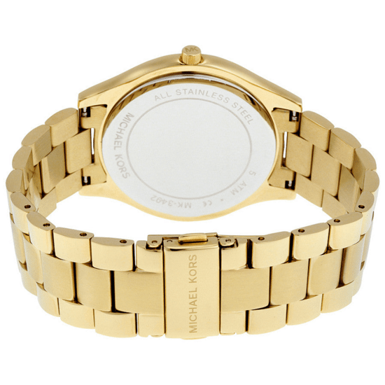 Michael Kors MK3492 Slim Runway 42mm Gouden Roestvrij Stalen Dameshorloge Blauw Wijzerplaat - Image 2