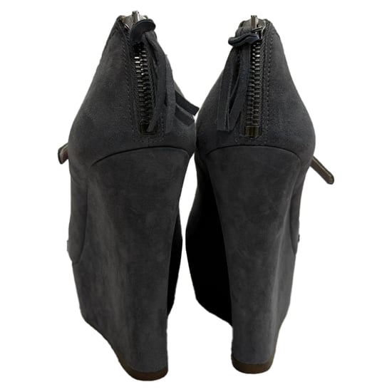Miu Miu Mary Jane pumps met open neus en sleehak in grijs suède - Image 3