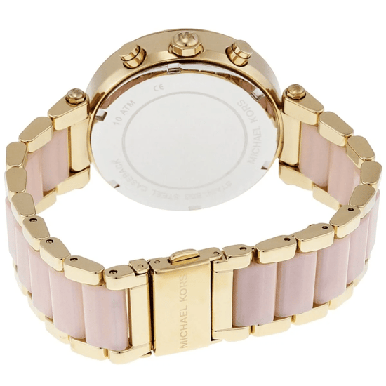Michael Kors Parker MK6326 Roze Wijzerplaat Dameshorloge 39mm Gouden Roestvrij Staal - Image 2