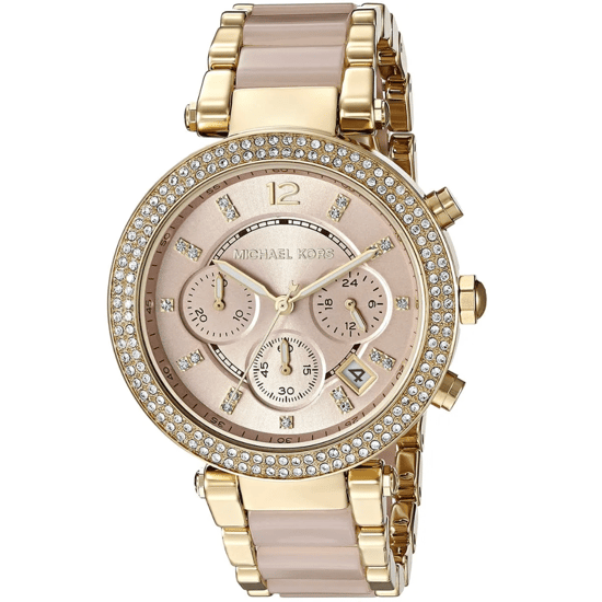 Michael Kors Parker MK6326 Roze Wijzerplaat Dameshorloge 39mm Gouden Roestvrij Staal - Image 3