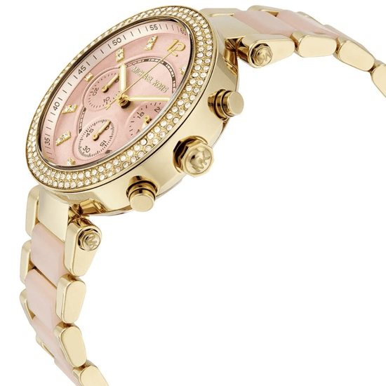 Michael Kors Parker MK6326 Roze Wijzerplaat Dameshorloge 39mm Gouden Roestvrij Staal - Image 5
