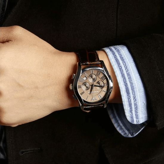 Emporio Armani AR0671 Velente Chronograaf 42 mm Bruin Leren Herenhorloge - Image 6