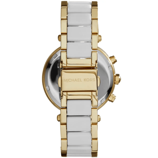 Michael Kors Parker MK6119 Dames Twee-Tonige Chronograaf Horloge 39 mm Goud & Wit - Image 2